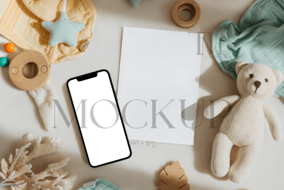 Baby Shower Invite and Card Mockup: Presenting Your Designs with Professional Polish