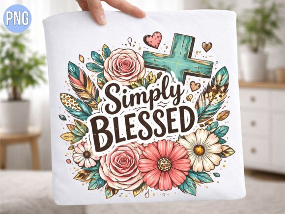 Christian Blessed Floral Cross Shirt PNG Guide