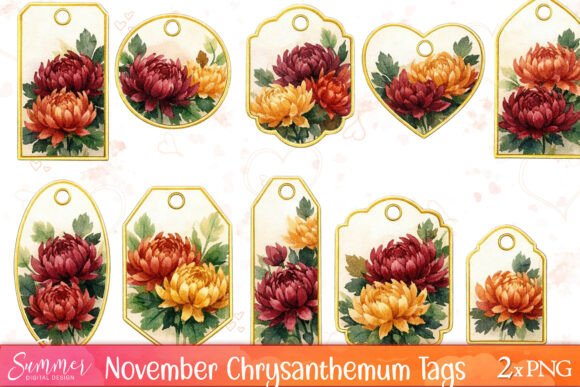 Chrysanthemum Floral Tag Sheet Printable: Elevating Brand Identity Through Seasonal Design