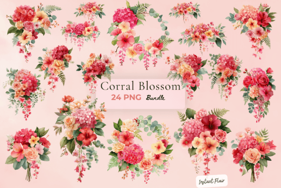 Coral Blossom Floral Clipart: Integrating Soft Botanicals into Professional Design Workflows