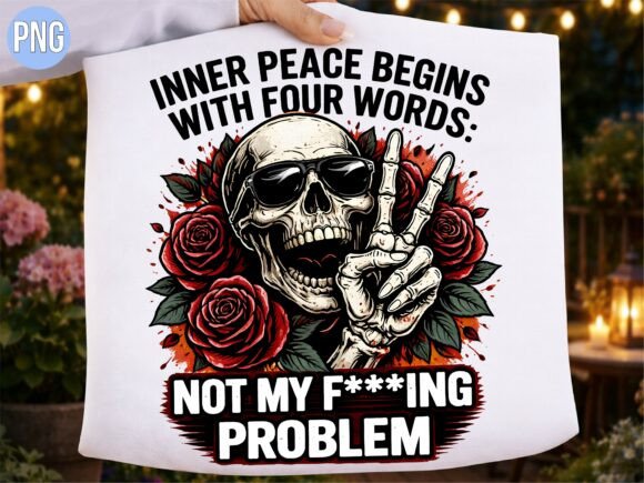 Inner Peace Skeleton Red Roses PNG