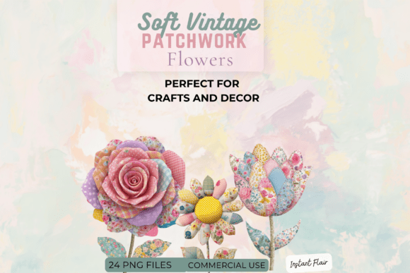 Patchwork Flower Clipart Bundle: Adding Handmade Charm to Digital Designs