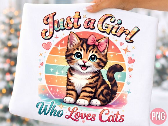Retro Sunset Cat Mom Kitten PNG Design