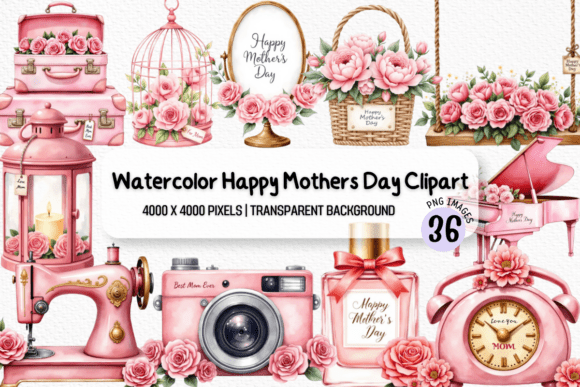 Watercolor Floral Mothers Day Clipart: Elevate Your Creative Projects with Elegant Design