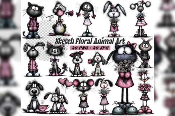Whimsical Floral Animal Clipart Set